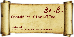Csatári Cipriána névjegykártya